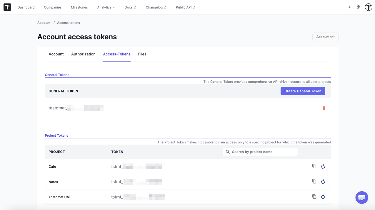 Testomat.io - Access Tokens